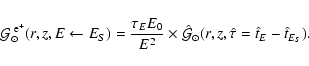 \begin{displaymath}{\cal G}^{\; {\rm e}^+}_\odot(r ,z,E\leftarrow E_S)= \frac{\t...
...\hat {\cal G}}_\odot(r ,z,\hat{\tau}=\hat{t}_E-\hat{t}_{E_S}).
\end{displaymath}