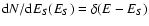 ${\rm d}N/{\rm d}E_S (E_S)=\delta(E-E_S)$