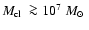 ${\mbox{$M_{\rm cl}$ }}\ga 10^7~{\mbox{$M_{\odot}$ }}$