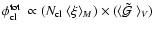${\mbox{$\phi_{\rm cl}^{\rm tot}$ }}\propto ({\mbox{$N_{\rm cl}$ }}\langle \xi\rangle _M)\times (\langle {\mbox{$\tilde{{\cal G}}$ }}\rangle _V)$