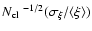${\mbox{$N_{\rm cl}$ }}^{-1/2}(\sigma_{\xi}/\langle \xi\rangle )$