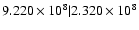 $9.220\times 10^{8} \vert 2.320\times 10^{8}$