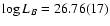$\log L_B= 26.76(17)$