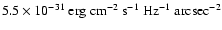 $5.5\times 10^{-31}~{\rm erg\ cm^{-2}\ s^{-1}\ Hz^{-1}
\ arcsec^{-2}}$