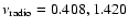 $\nu_{\rm radio}=0.408,1.420$