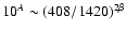 $10^{A} \sim (408/1420)^{2\beta}$