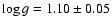 $\log g=1.10\pm0.05$