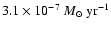 $3.1\times 10^{-7}~{M}_\odot~\mbox{yr}^{-1}$