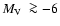 $\mbox{$M_{\rm V}$ }\ga-6$