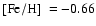 $\mbox{$\rm [Fe/H]$ }=-0.66$