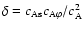 $\delta = c_{\rm As}
c_{{\rm A} \varphi}/c_{\rm A}^2$