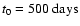 $t_0 = 500~{\rm {days}}$