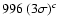 $996~(3\sigma)^c$