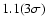 $1.1 (3\sigma)$