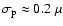 $\sigma_{\rm p}
\approx 0.2~\mu$