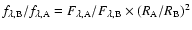 $f_{\rm\lambda,B}/f_{\rm\lambda,A}=F_{\rm\lambda,A}/F_{\rm\lambda,B}\times(R_{\rm A}/R_{\rm B})^2$