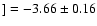 $]= -3.66\pm0.16$