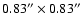 $0.83^{\prime\prime}\times0.83^{\prime\prime}$