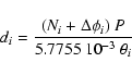 \begin{displaymath}d_i = \frac{(N_i + \Delta \phi_i)~P}{5.7755~10^{-3}\ \theta_i}\end{displaymath}