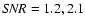 ${\it SNR}=1.2, 2.1$