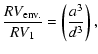 $\displaystyle {RV_{\rm env.}\over{RV_1}}=\left({a^3\over{d^3}}\right),$
