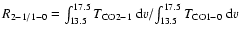 $R_{2{-}1/1{-}0} = {\int^{17.5}_{13.5}T_{{\rm CO2-1}}~{\rm d}v}/{\int^{17.5}_{13.5}T_{{\rm CO1-0}}~{\rm d}v}$