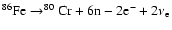 $ ^{86}{\rm Fe}\rightarrow^{80}{\rm Cr}+ 6{\rm n}-2{\rm e}^-+2\nu_{\rm e} $