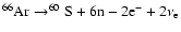 $ ^{66}{\rm Ar}\rightarrow^{60}{\rm S}+ 6{\rm n}-2{\rm e}^-+2\nu_{\rm e} $