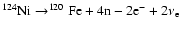 $ ^{124}{\rm Ni}\rightarrow^{120}{\rm Fe}+ 4{\rm n}-2{\rm e}^-+2\nu_{\rm e} $