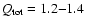 $Q_{\rm tot}=1.2{-}1.4~$
