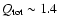 $Q_{\rm tot}\sim 1.4$
