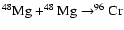 $^{48}{\rm Mg}+
^{48}{\rm Mg}\rightarrow
^{96}{\rm Cr}$