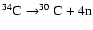 $^{34}{\rm C}\rightarrow ^{30}{\rm C}+4{\rm n}$