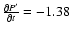 $\frac{\partial P'}{\partial t}=-1.38$