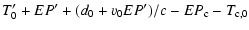 $\displaystyle T'_0 + E P' + (d_0 + v_0 E P')/c - E P_{\rm c} - T_{\rm c,0}$