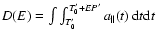 $D(E) = \int\int_{T'_0}^{T'_0 + E P'} a_\parallel(t)~ {\rm d}t {\rm d}t$