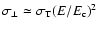 $\sigma_\perp\simeq \sigma_{\rm T}(E/E_{\rm c})^2$
