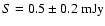 $S = 0.5 \pm 0.2~{\rm mJy}$