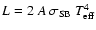 $L=2~A~\sigma_{\rm SB}~ T_{\rm eff}^4$
