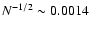$ N^{-1/2}\sim 0.0014$