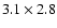 $3.1\times2.8$