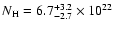 $N_{\rm H}=6.7^{+3.2}_{-2.7} \times 10 ^{22}$