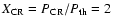 $X_{\rm CR} = P_{\rm CR} / P_{\rm th} = 2$