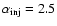 $\alpha_{\rm inj}=2.5$