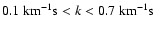 $0.1~{\rm km^{-1}s} < k < 0.7~{\rm km^{-1}s}$