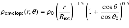 $\displaystyle \rho_{\rm envelope}(r, \theta)=\rho_0 \left( \frac{r}{R_{\rm rot}} \right)^{-1.5} \left( 1+\frac{\cos{\theta}}{\cos{\theta_0}} \right)^{0.5}$