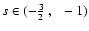 $s \in (-{3\over 2}~ , ~
~ -1)$