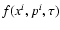 $f(x^i,p^i,\tau)$