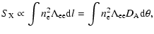 $\displaystyle S_{\rm X} \propto \int n_{\rm e}^2 \Lambda_{\rm ee} {\rm d}l=\int n_{\rm e}^2 \Lambda_{\rm ee} D_{\rm A} {\rm d}\theta,$