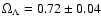 $\Omega _{\Lambda }=0.72\pm 0.04$